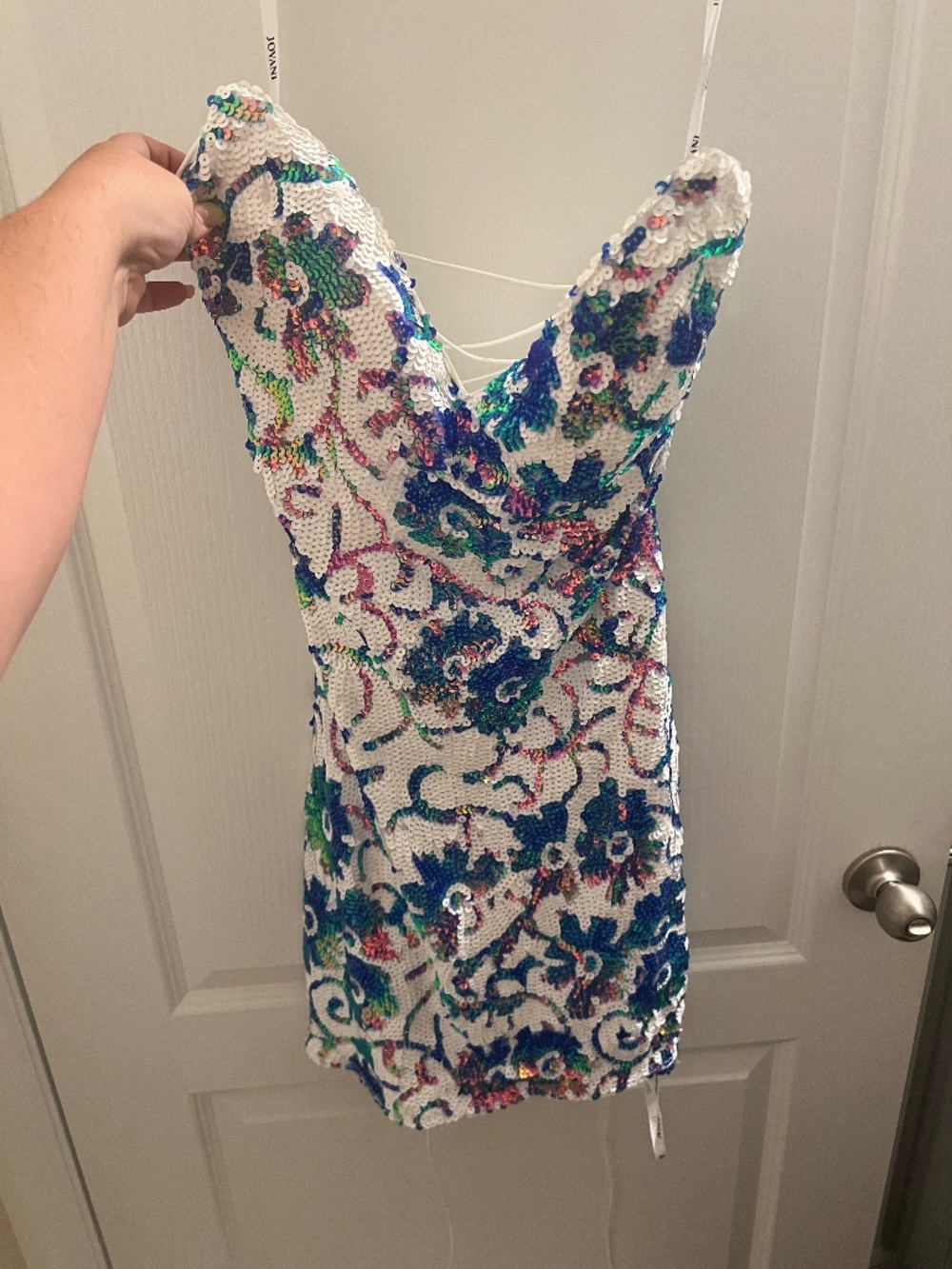 Jovani white sequence mini dress